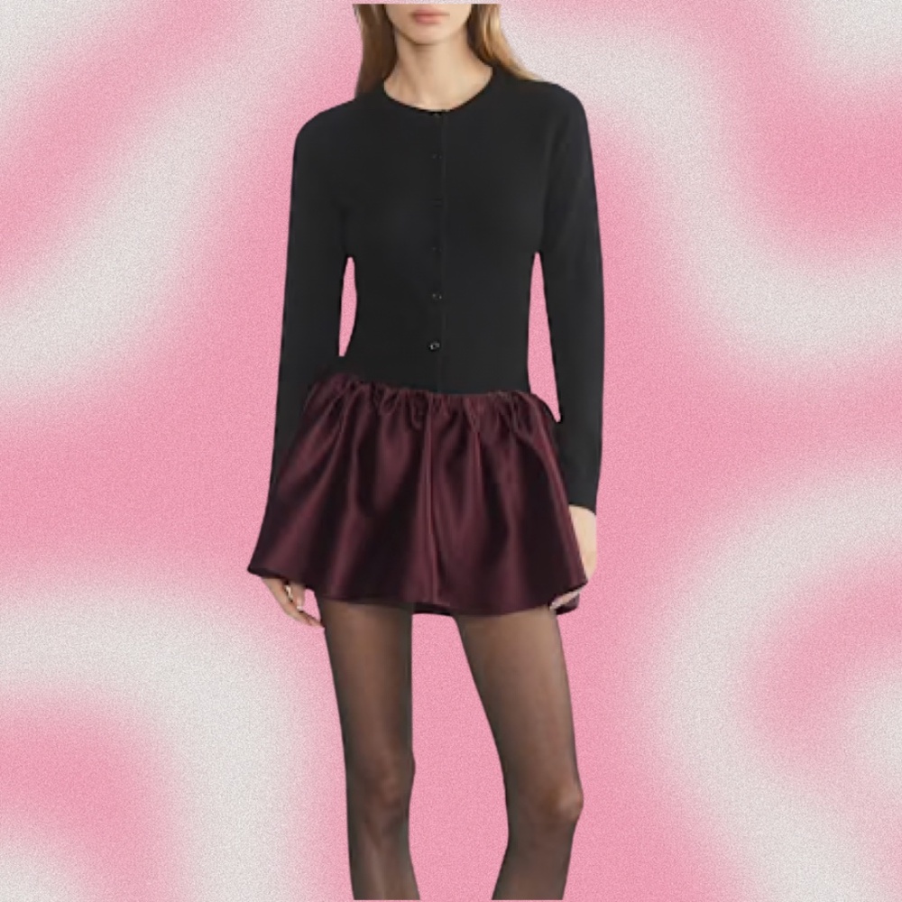 Sunday Best Cher Satin Skort - Burgundy - Size Small